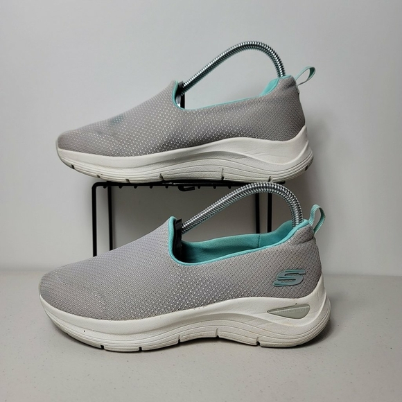 Skechers Shoes Womens Sz 7 Arch Comfort Slip On Athletic Sneaker Gray - Picture 2 of 8
